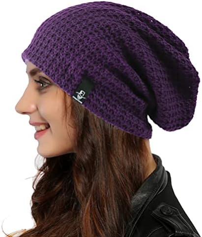 Ruphedy Kadınlar Hımbıl Bere Şapka Örgü Uzun Baggy Slouch Kafatası Kap Kış için