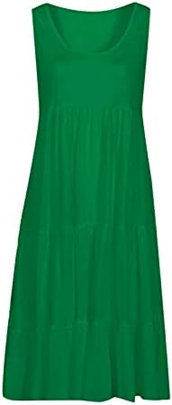 Kadın Plaj Mini Elbise Moda Düz Renk Ruffles Hem T-Shirt Elbise Yaz Kolsuz Gevşek Rahat Tatil Sundress
