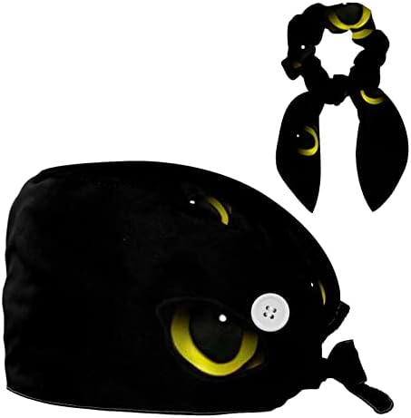 Ayarlanabilir Çalışma Kap Düğmesi ile, Kediler Gözler Karanlık Cerrahi Kap Şapka ıçi Bantı, Kravat Geri Şapka Yay
