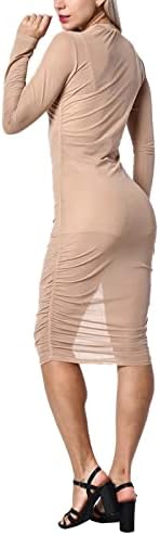 Kadınlar Seksi 3 Parça Kıyafetler See Through tam örgü Uzun Kollu Dantelli Midi Elbise + Kırpma Üst + Şort Clubwear