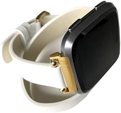 NİCKSTON Beyaz Çift Wrap Band Fitbit Versa ile Uyumlu 3 ve Sense Smartwatch Etrafında İki Kez Bilek Deri Kayış Bilezik