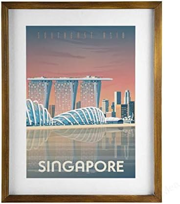 Ev Dekor Ahşap İşareti Singapur Görünümü Çerçeveli Ahşap İşareti, Rustik Duvar Sanatı İşareti 16 x 20