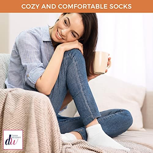 Debra Weitzner Diyabetik Çorap Erkekler ve Kadınlar İçin Gevşek Fit Bağlayıcı Olmayan Pamuk Ekip Çorap 6 Pairs