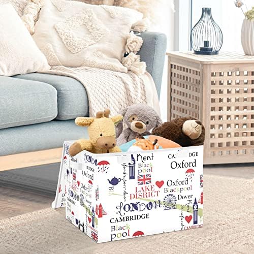 ınnewgogo Londra Bayrağı eşya kutuları Düzenlemek için Kapaklı Küp Cubby Kolları ile Oxford kıyafet depolama Küp Kutusu