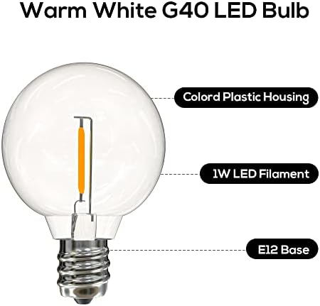 SUNTHIN 2 Paket G40 LED ampuller, E12 tabanı ile 1 W LED ampuller, 5 Watt akkor ampuller eşdeğer, sıcak beyaz 2700