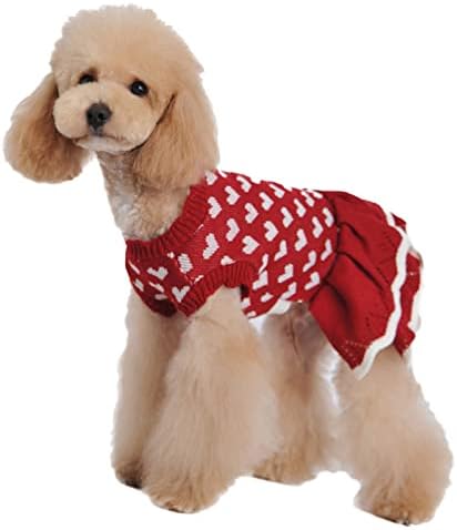 Orta Köpekler için Evcil Hayvan Giysileri Erkek Sıcak Sonbahar ve Kış Kırmızı Bakım Köpek Giysileri Kazak Etek Şenlikli