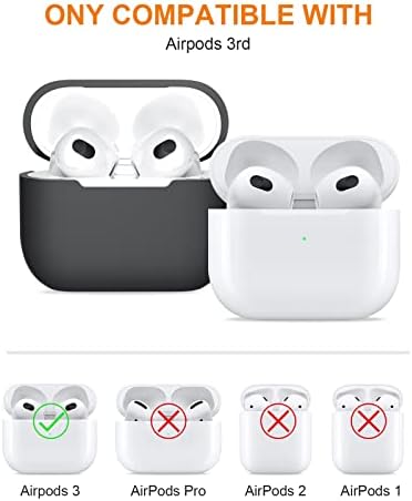Zapica Airpods 3 Kılıf Kapak, Yeni Apple Airpods 3. Nesil Kılıflı Kadın Erkek Anahtarlık Aksesuarlı Tam Koruyucu Silikon