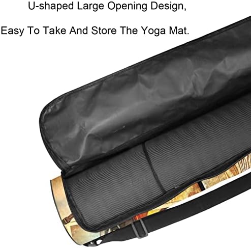 Yoga Mat Çantası, Vintage Kolaj Avrupa Seyahat Egzersiz Yoga matı Taşıyıcı Tam Zip Yoga Mat Taşıma Çantası Ayarlanabilir
