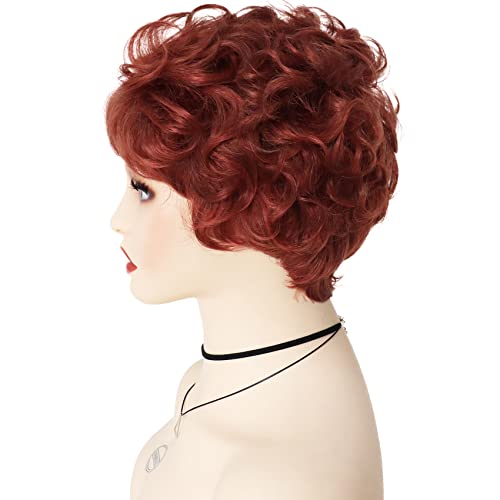 GNIMEGIL Moda Peruk Kısa Kıvırcık Saç Peruk Kadınlar için Kırmızı kahküllü peruk Sentetik Peruk Kabarık Cosplay Peruk