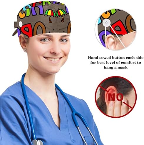 MUOOUM Cerrahi Kap Kabarık Kapaklar çalışma kapağı Düğmeler ve Yay ile Saç Scrunchie Kadınlar için, Uzun Saç, sevimli
