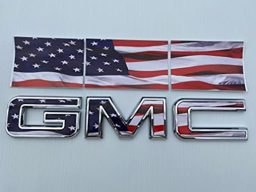 EmblemsPlus Amerikan Bayrağı GMC Sierra AT4 SLE SLT Denali Yükseklik Tabanı 1500 2500 Izgara GMC Amblem Çıkartması