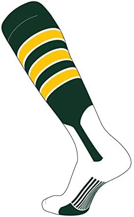 TCK Elite Beyzbol Diz Üstü Üzengi Çorapları (D, 7 inç) Dk Yeşil, Beyaz, Altın