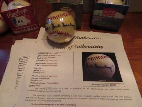 Hank Greenberg Detroit Tigers İmzalı Beyzbol Topu JSA mektubu İmzalı Beyzbol Topları