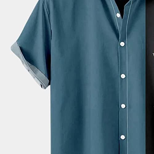 HDZWW Büyük Boy Vücut Geliştirme V Boyun Gömlek Erkek Bahar Katı Kısa Kollu Gömlek İnce Rahat Serin Gömme Düğme Aşağı