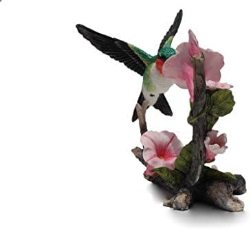 ABD 5.75 İnç Yakut Boğazlı Hummingbird Heykeli Heykelcik, Pembe ve Yeşil