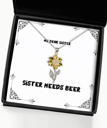 Kız Kardeşin Biraya İhtiyacı Var Ayçiçeği Kolye Kolye, Kız Kardeşin Kız Kardeşinden Hediyesi, Kız Kardeş için Motivasyon