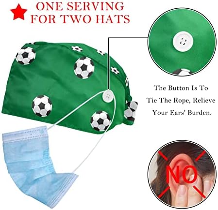 2 Adet Çalışma Kapaklar Düğme Kabak Kravat Geri Kabarık Şapkalar Nefes Saç Kapağı, futbol Futbol Topları Desen Yeşil
