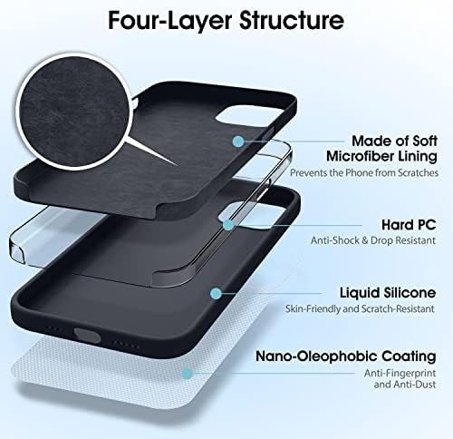 Flyzoo Sıvı Silikon Kılıf iPhone 14 (6.1), [Çizilmeye Dayanıklı, Parmak İzi Önleyici, Darbeye Dayanıklı] Koruyucu