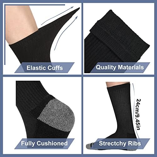 VWELL Erkek Atletik Mürettebat Çorapları, 8 Çift Pamuklu Yastıklı Nem Kontrolü İş Botu Çorapları