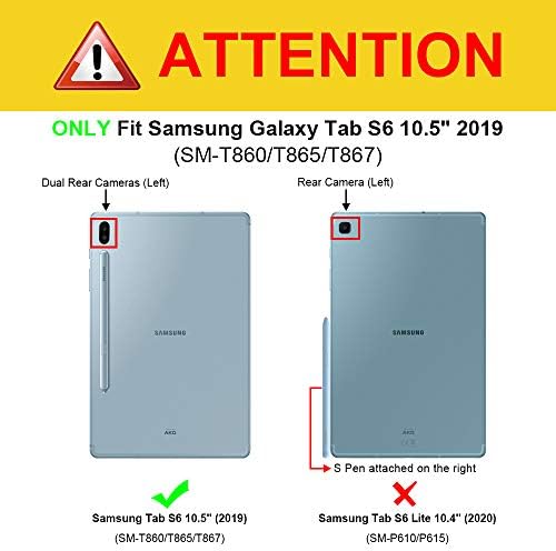 Fintie Samsung kılıfı Galaxy Tab S6 10.5 2019 (Model SM-T860/T865/T867), [S Pen Kablosuz Şarjı Destekler] Cepli Çoklu