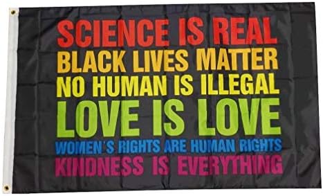 TrendyLuz Bayrakları Bilim Gerçek Siyah Lives Matter BLM Aşk Gökkuşağı 3x5 Feet Afiş Bayrak