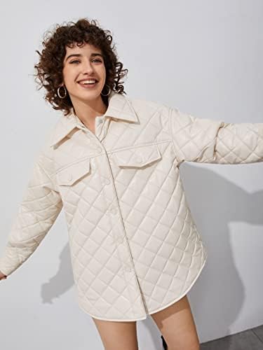 Kadınlar için EDWOL Ceketler - Damla Omuz Deri Kapitone Ceket (Renk: Bej, Beden: Büyük)