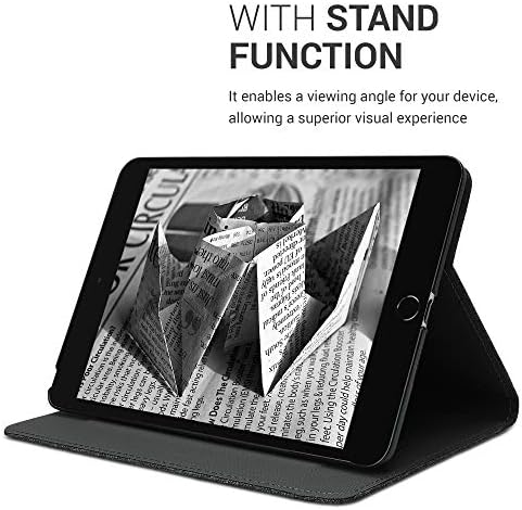 kwmobile Kılıf Apple iPad Mini 5 (2019) ile Uyumlu - Stand Özellikli İnce Kitap Stili Tablet Kapağı-Koyu Gri