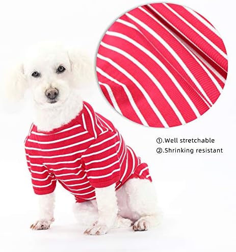 MSNFOASM 2-Pack Pet Köpek Şerit T Shirt, streç Pamuklu Yumuşak Gömlek Küçük Orta Büyük Köpekler için (Kırmızı ve Beyaz