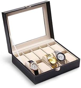 UXZDX CUJUX Mücevher Kutusu-Vintage Ahşap saat teşhiri saklama kutusu Göğüs Cam Üst Tutar Ayarlanabilir Yumuşak Yastıklar