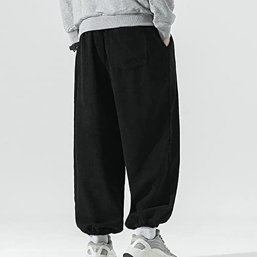 Sweatpants Erkekler için, Kadife Pantolon Artı Boyutu Baggy Harem Pantolon İpli Elastik Bel Joggers Cepler ile