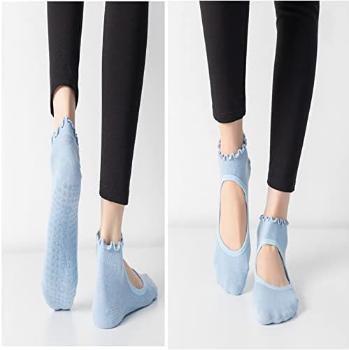 ANİDL 2 Pairs Fırfırlı Yoga Çorap Kaymaz Kavrama ile Yoga Pilates Bale Barre Çorap Kadınlar için