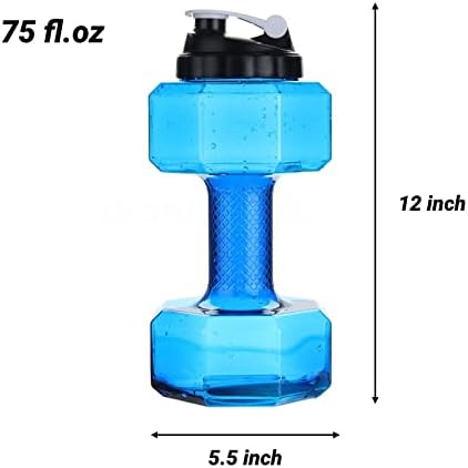 Yükseltme Dambıl Şekilli Su Şişesi | Büyük Kapasiteli 75 Oz (2.2 L) / BPA Ücretsiz / Flip Top Sızdırmaz kapak / 5