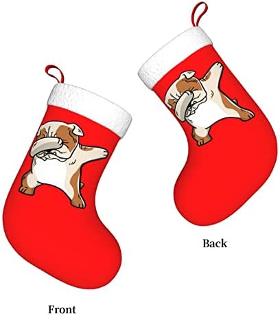 Yuyuy İngilizce Bulldog Noel Çorap Tatil Dekorasyon Şömine Asılı Çorap 18 İnç Çorap
