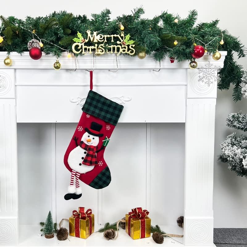 NATUBAS Noel Çorap 4 Paketi 20 inç Klasik 3D Noel Çorap Büyük Çorap ile Santa, Kardan Adam, Ren Geyiği, Sevimli Penguen-Noel