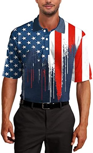 AOBUTE Erkek Vatansever polo gömlekler Temmuz 4th Amerikan Bayrağı Golf Giyim Tops