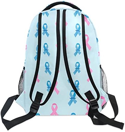 JUNZAN Meme Kanseri Mavi Pembe Kurdeleler Farkındalık Laptop Sırt Çantası 16 İnç Okul Seyahat Çantaları Bookbag Çocuklar