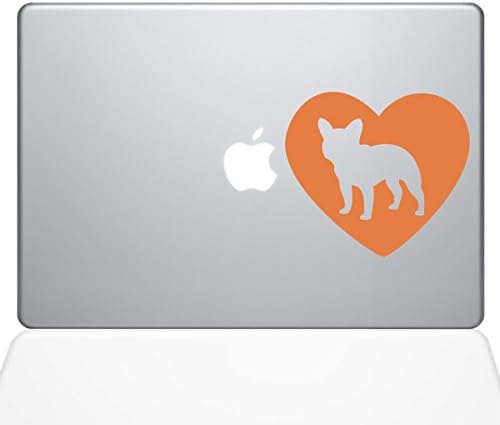 Çıkartma Gurusu Kalp Fransız Bulldog MacBook Çıkartma Vinil Çıkartması - 12 MacBook-Turuncu (1325-MAC-12M-P)