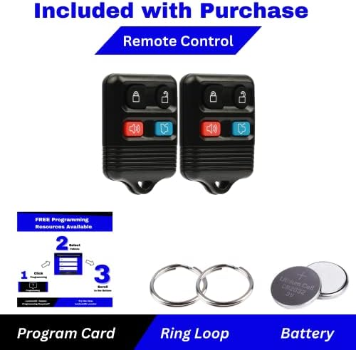 KeylessPros 4 Düğmeli Yedek Anahtar Fob Anahtarsız Giriş Uzaktan, Ford, Lincoln, Mercury, Mazda Mustang, CWTWB1U345,