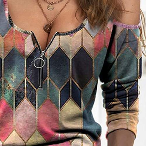 Kadın Klasik Fit Uzun Kollu Düğmeli Gömlek Yaz Üstleri yakalı tişört Kısa Fermuar kadın Yaka Moda