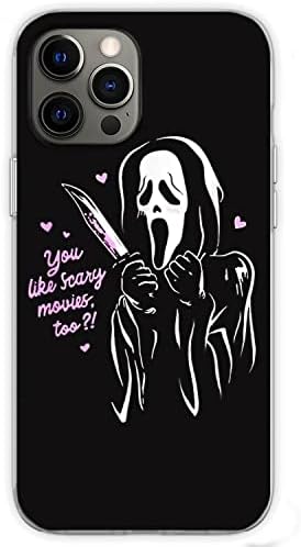 Iphone ile uyumlu 12 Pro Max Cadılar Bayramı Hayalet Tekrar Yüz Korku Çığlık Baskı Şeffaf Yumuşak TPU Koruyucu Telefon