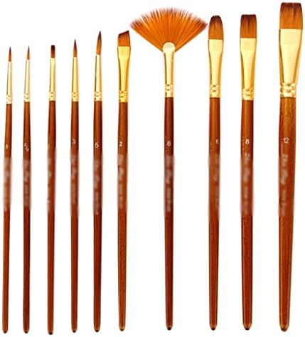 FLOYINM 10 adet Boya Fırçası Seti Çoklu Stilleri Naylon Saç Kısa Çubuk Boyama Fırçası Yağ Akrilik Suluboya Guaj Sanat