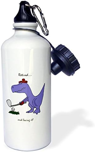 3dRose komik emekli mavi Trex dinozor oyun Golf spor su şişesi, 21oz, çok renkli
