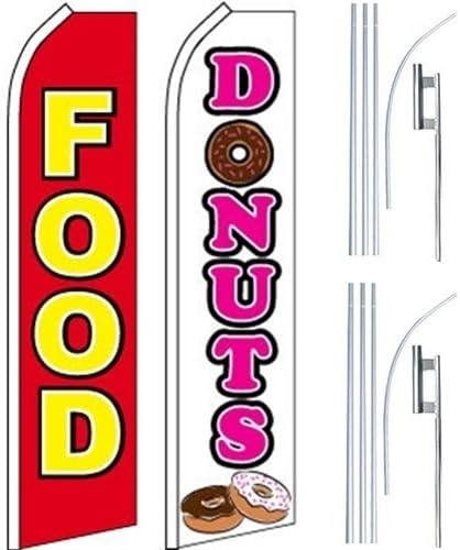 Gıda Restoran Swooper Çarpıntı Bayrakları ve Direkleri 2 Paket-Gıda-donuts-direkleri