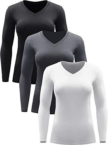 CADMUS Kadınlar Uzun Kollu Gömlek Egzersiz Kuru Fit Yoga t shirt V Yaka