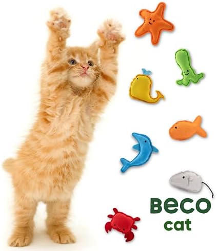 Beco Catnip Yengeç Kedi Oyuncak, Bıyık Karıncalanma Kuzey Amerika Catnip ile Doldurulmuş, Geri Dönüştürülmüş Plastik
