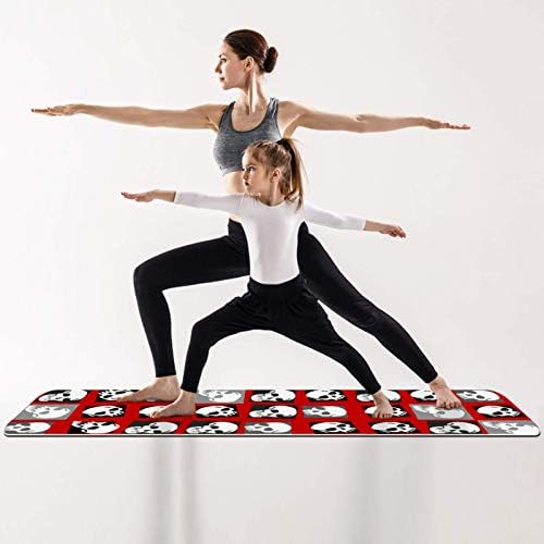 Unicey Kırmızı Kare Kafatası Desen Kalın Kaymaz Egzersiz ve Fitness için 1/4 Yoga mat Yoga Pilates ve Zemin Fitness