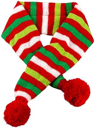 Yuyeran Noel Pet köpek Eşarp Bandana Kırmızı-Beyaz-Yeşil Çizgili Örme boyun ısıtıcı Noel Tatil Pet Yavru Kedi Kostüm