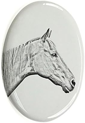 Sanat Köpek Ltd.Şti. Emekli Yarış Atı, At Görüntüsü olan Seramik Karodan Oval Mezar Taşı