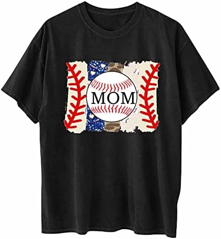 Büyük boy T Shirt Kadınlar için Beyzbol Anne Gömlek anneler Günü Tees Damla Omuz Gevşek Fit Bluz Yaz Kısa Kollu Üst