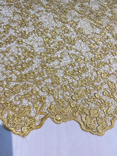 Braelyn Altın Polyester Çiçek Nakış Payetler ile Web Örgü Dantel Kumaş Yard tarafından Elbise, Düğün, Nedime, Balo